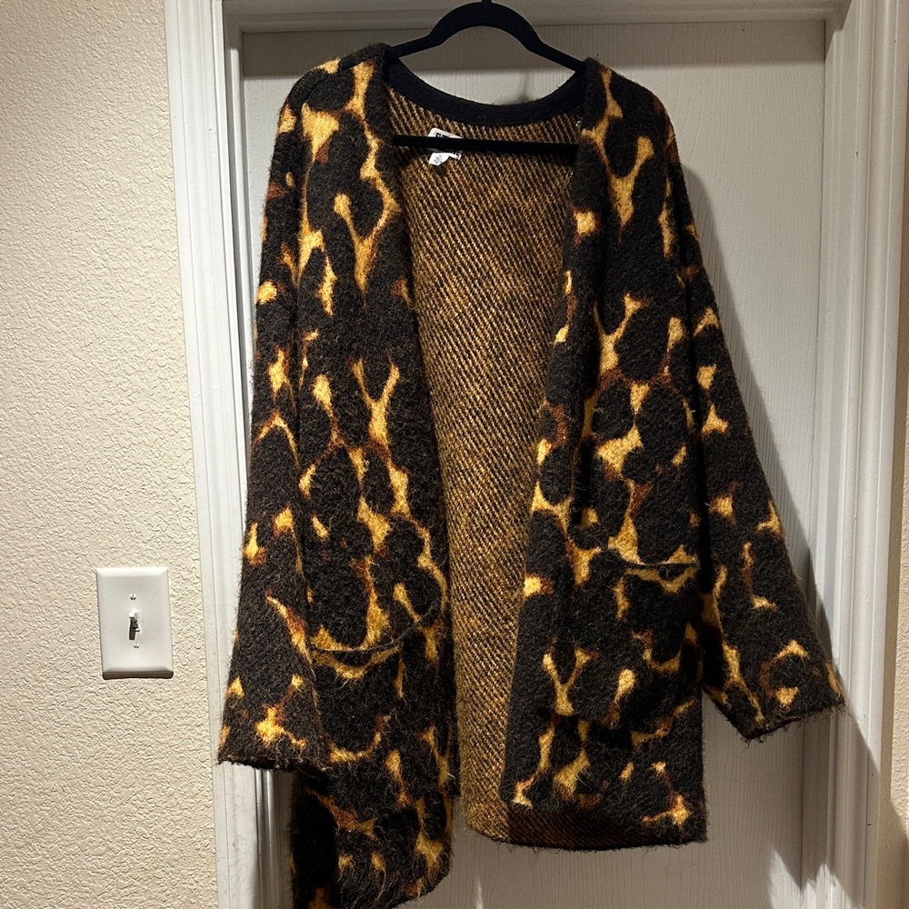 FUTURE COLLECTIVE Chic Tortoise Print Open Cardigan SIZE 3X